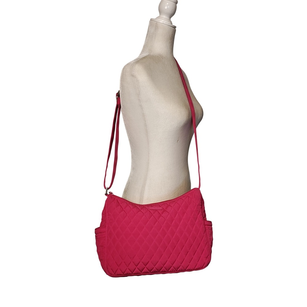 Vera Bradley on the Go Crossbody Bag Womens Pink Quilted Microfiber Adjustable